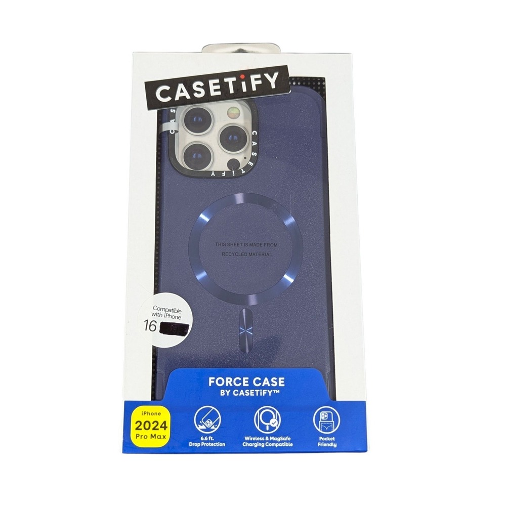 J9N CASETiFY Force Case w/ Magsafe for Apple iPhone 16 Pro Max, Navy Blue